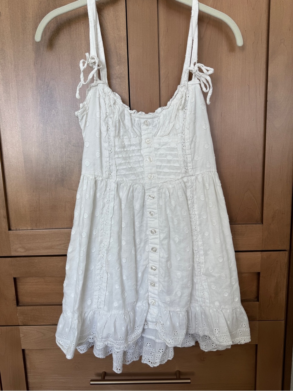Urban Outfitters White Eyelet Tie-Shoulder Sundress